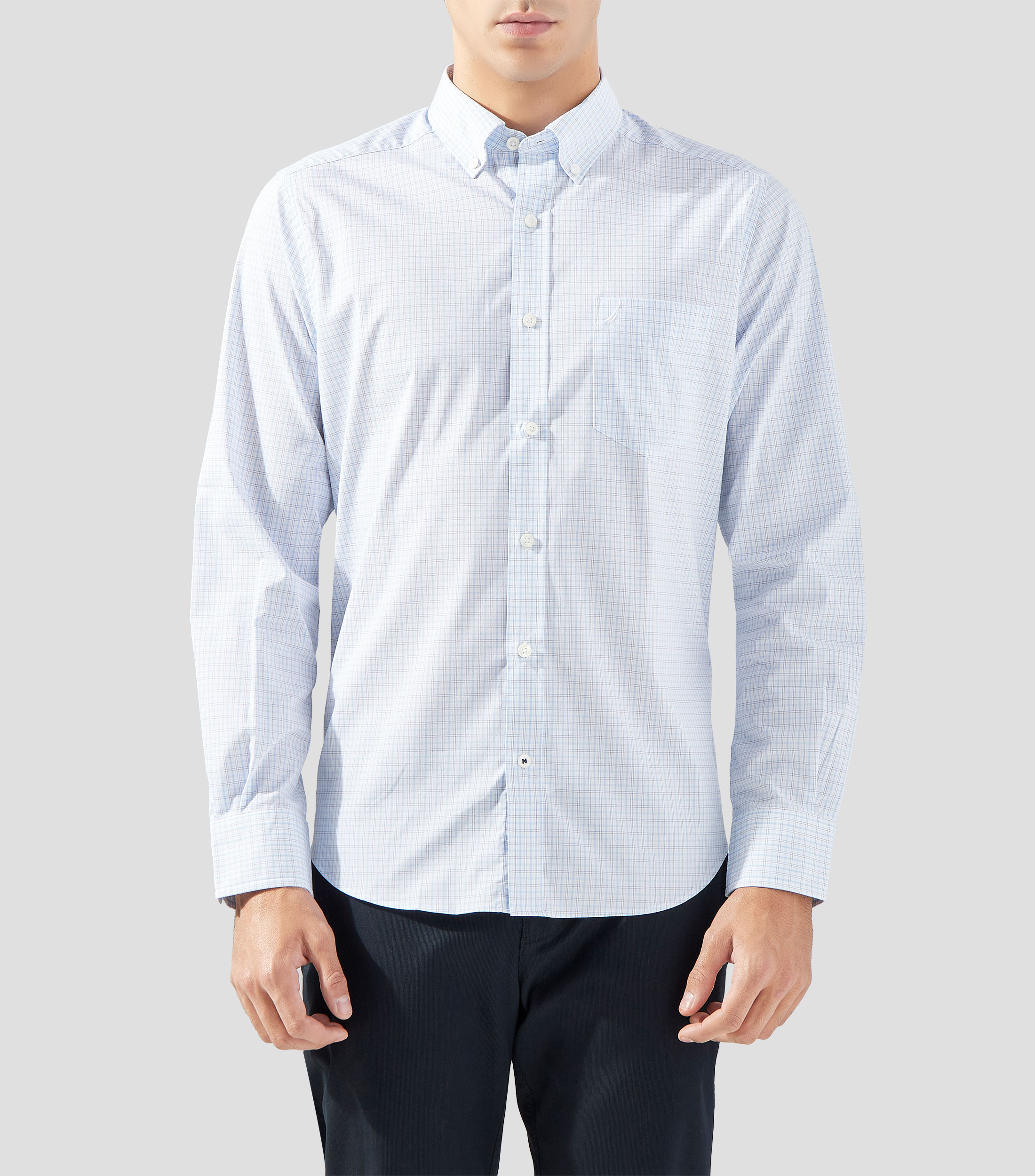 Camisa de cuadros con manga larga Hombre